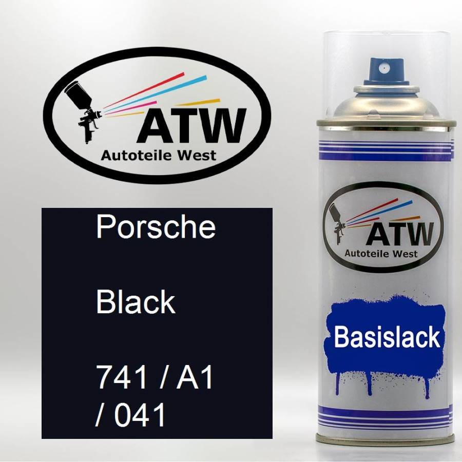 Porsche, Black, 741 / A1 / 041: 400ml Sprühdose, von ATW Autoteile West.